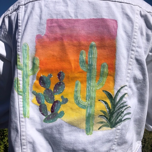 AZ Sunset Painted Denim Jacket - Picture 2 of 3